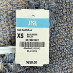 J. McLaughlin  Nan Cardigan Sweater XS NWT $288 Cotton Long Line Button Blue Tan Photo 3