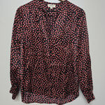 L'Agence  Womens Bardot Black Red Polka Dot 100% Silk Blouse Sz S Office Academia Photo 0