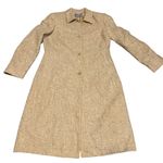 Women's Silk Wool Blend Tan Tweed Overcoat Size 12 Mid Photo 0