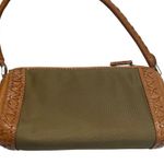 Michael Kors Leather Stitch Green Canvas Small Handbag Photo 3
