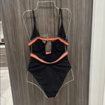 Lovers + Friends Black One Piece Swimsuit with Orange Stripe Photo 1