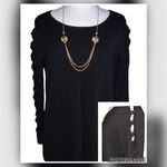 Joseph A . Black Knotted Open Sleeve Detail Pullover Round Neck Soft Sweater Lg Photo 1