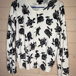 Style & Co . Black and White Rose Cardigan Photo 0