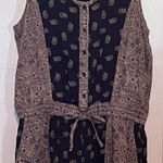 Life in Progress Life is Progress Women's Blue Tan‎ Sleeveless Romper Front Back Pockets Size S Photo 0