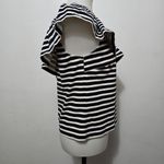 J.Crew Navy Muslin Striped Ruffled One Shoulder Top Size Small Photo 4