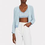 For Love & Lemons  Rhea Pointelle Crop Tank Size Large NWT - Light Blue Photo 2