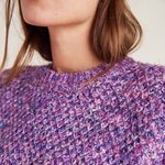 Raga  Anthropologie Rita Women's Metallic Purple Knit Crew Neck  Chunky Sweater Photo 12
