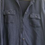 Aerie  Deep Blue LumberJane Waffle Knit Button Up Tunic Shirt Jacket - size L Photo 3