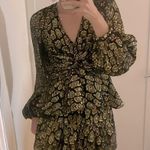 ALC Frank SET Like new ALC silk gold metallic animal print twist top and baxter skirt Photo 4