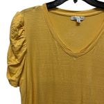 Ophelia Roe V-Neck Top Blouse Women’s Size XL Mustard Yellow Puff Sleeve Photo 1