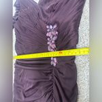 Adrianna Papell  Aubergine Embellished 3/4 Sleeve Ruched Formal Gown Size 8 Photo 9