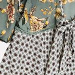 Kori America Size S, Green Floral bohemian tie front hippie blouse duster‎ Photo 1