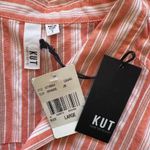 Kut From The Kloth Sleeveless Stripe Crossover Waist Cropped Collared Tank Large Photo 4