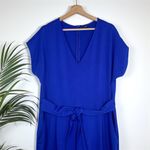 EXPRESS  V-Neck Tie Waist Straight Leg Jumpsuit with Pockets Photo 6