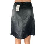 Lucy Paris NEW Black Faux Leather Gathered Ruched Mini Straight Pencil Skirt L Photo 2