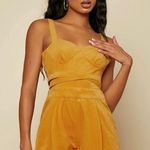 Criss Cross Tie Backless Romper Yellow Size 4 Photo 0