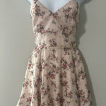 Lucy in the Sky  M Pink Floral Gold Embroidered Mini Dress Babydoll Photo 0