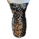 As You Wish Black Silver Sequin Dress Strapless As U Wish Bodycon Mini Photo 1