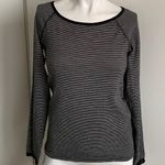 Athleta boat neck black/gray long sleeve striped T-shirt Photo 0