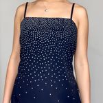 City Triangles Vintage Dark Navy Blue Silver Sparkly Dot Spaghetti-Strap Dress Photo 4