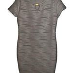 Miss Star Dress Womens Plus 2x Taupe Gold Tone Accent Casual Wavy Design Midi B2 Photo 0