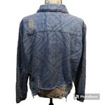 One 5 One  Denim Paisley Heavily Distressed Ripped Jean Jacket Size 2X NWT Photo 1