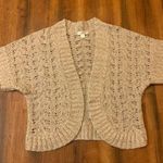 Christopher & Banks  cardigan Large Beige Tan Open front Shrug short sleeve knit Photo 0