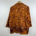 Coldwater Creek  Button‎ Down Shirt Jacket 2X Orange Brown Embellished Paisley Photo 3