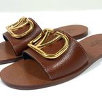 Valentino Garavani VLOGO Leather Slide Sandals Tan 36 6 NEW WS0M21HWS0CR Photo 3