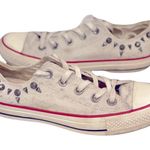 Converse RARE  Silver Studded White Sneakers Shoes Punk Biker 6 Photo 0