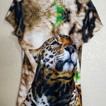 Xcaret Womens Large Novelty Leopard Cheetah Short Sleeve Top Travel Funky Retro Photo 0