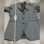 Theory Gray & White Virgin Wool Pinstripe Long Sleeve Three Button Blazer Sz 0 Photo 9