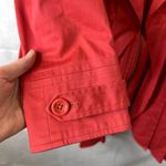 Elle Ruffled Neckline Red Trench Coat Jacket Red Chic Size Small Photo 4