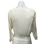 Dorothy Schoelen Cream Long Sleeve Boxy V Neck Pullover Crop Blouse Top Size XXS Photo 2