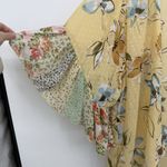 Adora Yellow Floral Sheer Ruffle Mixed Pattern Kimono Shawl Overlay Size Small Photo 2