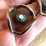Silver tone crystal mesh clip on vintage estate earrings Photo 3