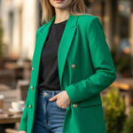 Marc New York NWT  OPEN FRONT GOLD BUTTON  WRINKLE FREE BLAZER In Green Photo 0