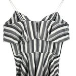 Amanda Uprichard  Mini Dress Black White Stripes Ruffle Strapless Size S Photo 3