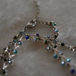 Unique Vintage Dainty Lady Vintage Shades Of Blue/Green Crystal Gemstones Silver Tone Necklace Photo 3