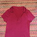 DARK PINK RIBBED COLLARED SHIRT PREPPY DRESS Photo 5