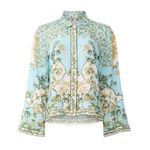 Derek Lam Blue Floral Button Up Shirt Size 10 Challis Vacation Designer $300 Photo 2