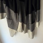 Max Studio  Y2k Chunky Black Gray Color Block Open Front Cardigan‎ Sweater Size L Photo 2