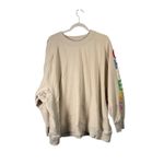 Aerie Oversized Down to Earth 'Cheers' Crew Sweatshirt Cream Womens XXL Photo 2