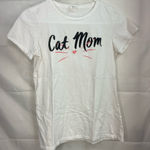 Women’s solid white cat mom short sleeve casual tshirt shirt 100% cotton small‎ Photo 0