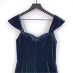 Jenny Yoo Collections Issa Off-The-Shoulder Stretch Velvet Gown Dusty Blue 8 Photo 6