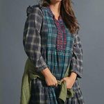 Anthropologie Dhruv Kapoor Ariana Ruffled Mini Dress Size XLarge Plaid Metallic Photo 0