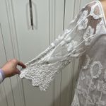 XCVI  White Mesh Crochet Embroidered Pullover Tunic Lined Ethereal Angelic Boho Photo 5