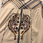 Natural Reflections  Top Women’s XL Ivory Plaid Embroidered Button Up Boho Cotton Photo 6
