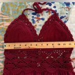 LILBETTER XS Red Wine Burgundy Crochet Lace Maxi Halter Neck Backless Dress NWT Photo 11