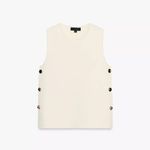 ZARA NWT  Knit Cream Waistcoat w/ Side Gold Buttons Size Small Photo 5